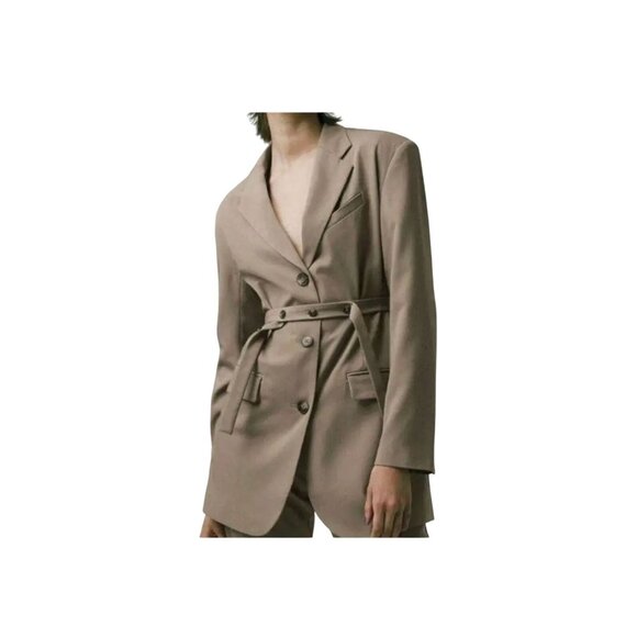 Topshop Farrah Belted Long Blazer Oversized Boyfriend Office Preppy NWOT 4
